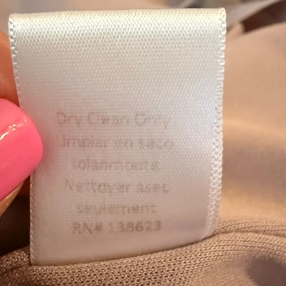 VaVa by Joy Han Bohemian Dress Taupe Big Bell Sleeves Size L Lace Trim Lined - Picture 12 of 14